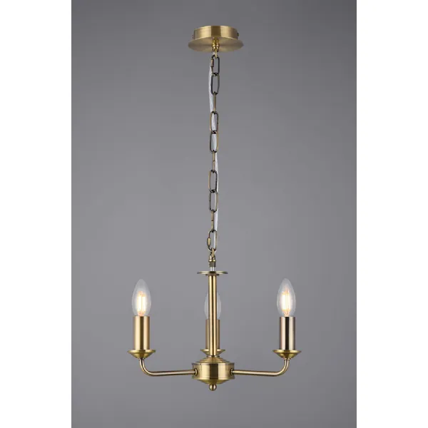 Antique Brass 3 Light E14 Multi Arm Pendant Without Shade