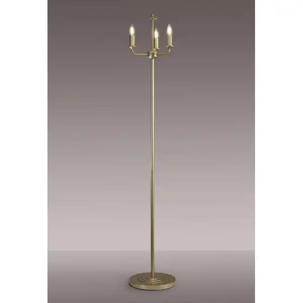 Banyan 3 Light Switched Floor Lamp Without Shade, E14 Painted Champagne Gold