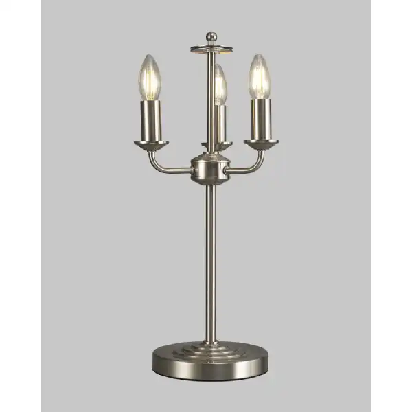 Banyan 3 Light Switched Table Lamp Without Shade, E14 Satin Nickel