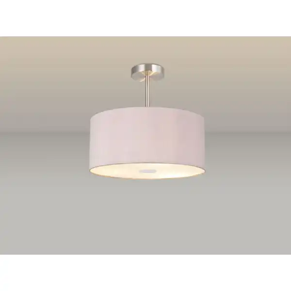 Baymont Polished Chrome 1 Light E27 Semi Flush c w 400mm Dual Faux Silk Shade, Taupe Halo Gold c w 400mm Frosted PC Acrylic Diffuser