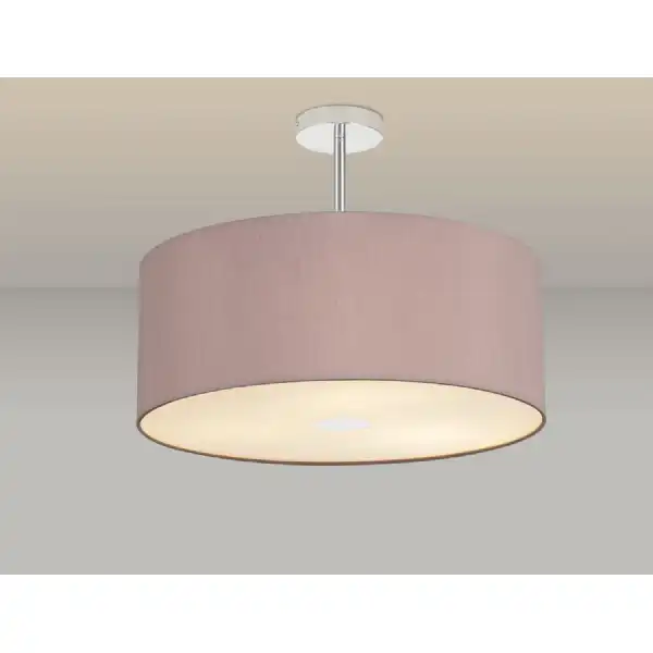 Baymont Polished Chrome 3 Light E27 Semi Flush c w 500 Dual Faux Silk Fabric Shade, Taupe Halo Gold And 500mm Frosted PC Acrylic Diffuser
