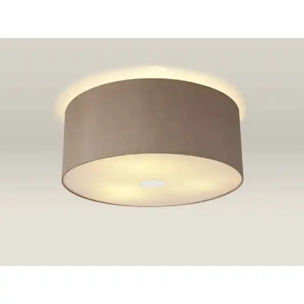 Baymont Polished Chrome 3 Light E27 Drop Flush Ceiling c w 500 Dual Faux Silk Fabric Shade, Antique Gold Ruby And 500mm Frosted PC Acrylic Diffuser