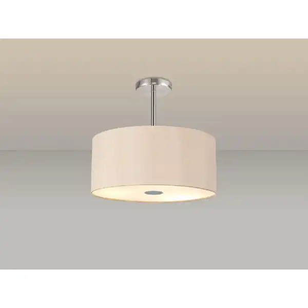 Baymont Polished Chrome 5 Light E27 Semi Flush c w 400mm Dual Faux Silk Shade, Antique Gold Ruby And 400mm Frosted PC Acrylic Diffuser