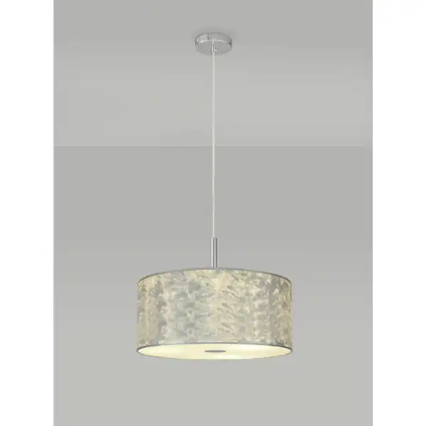 Baymont Polished Chrome 3m 3 Light E27 Single Pendant With 400mm Silver Leaf Shade With Frosted Acrylic Diffuser With Polished Chrome Centre