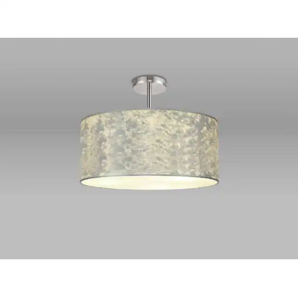 Baymont Polished Chrome 5 Light E27 Drop Flush Ceiling Fixture With 500mm Silver Leaf Shade