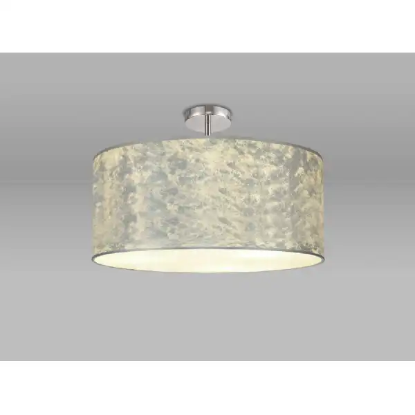 Baymont Polished Chrome 5 Light E27 Drop Flush Ceiling Fixture With 600mm Silver Leaf Shade