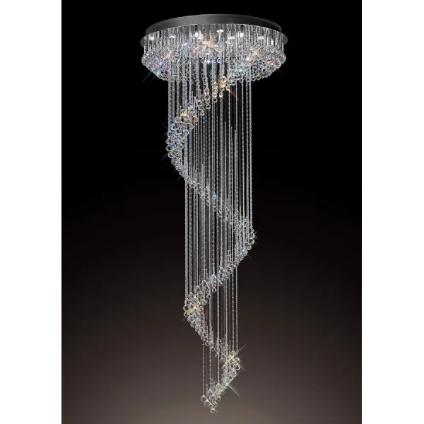 Colorado Pendant Multi Spiral 24 Light Polished Chrome Crystal (Pallet Shipment Only, Additional Charges May Apply.) Item Weight: 33.8kg