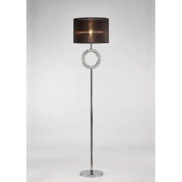 Florence Round Floor Lamp With Black Shade 1 Light E27 Polished Chrome Crystal Item Weight: 19.07kg