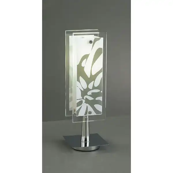 Euphoria Table Lamp 1 Light E27, Polished Chrome Opal White Glass