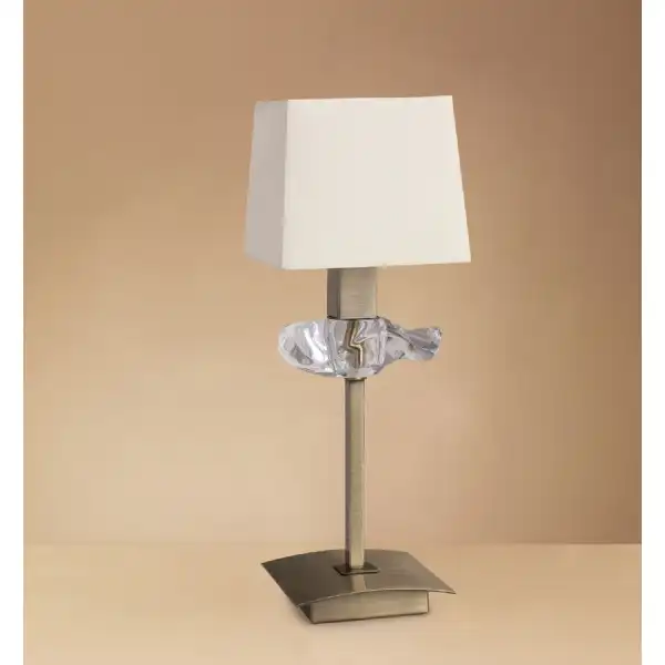 Akira Table Lamp 1 Light E14, Antique Brass With Cream Shade