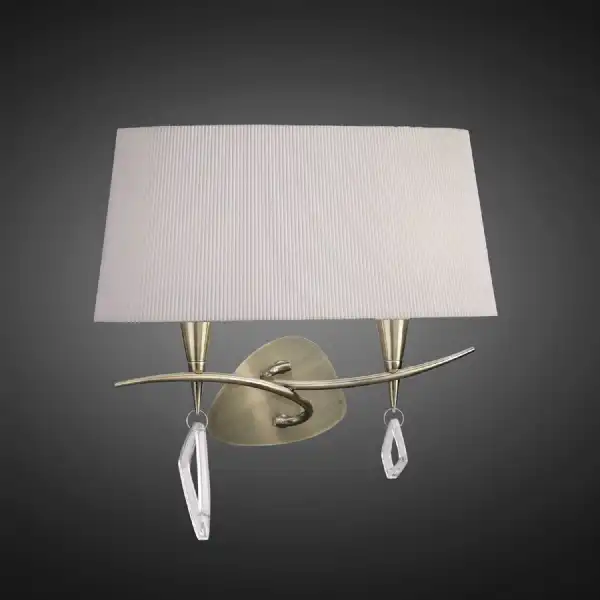 Mara Wall Lamp 2 Light E14, Antique Brass With Ivory White Shade