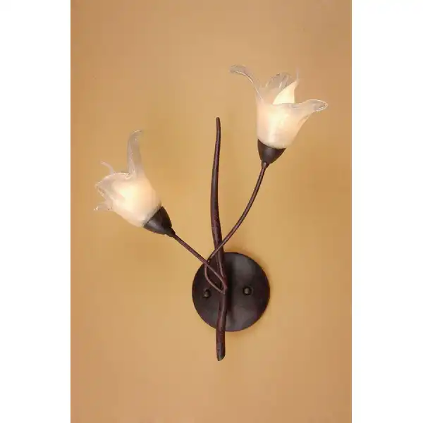 (0024 005) Florida Wall Lamp Switched 2 Light E14, Brown Black Oxide
