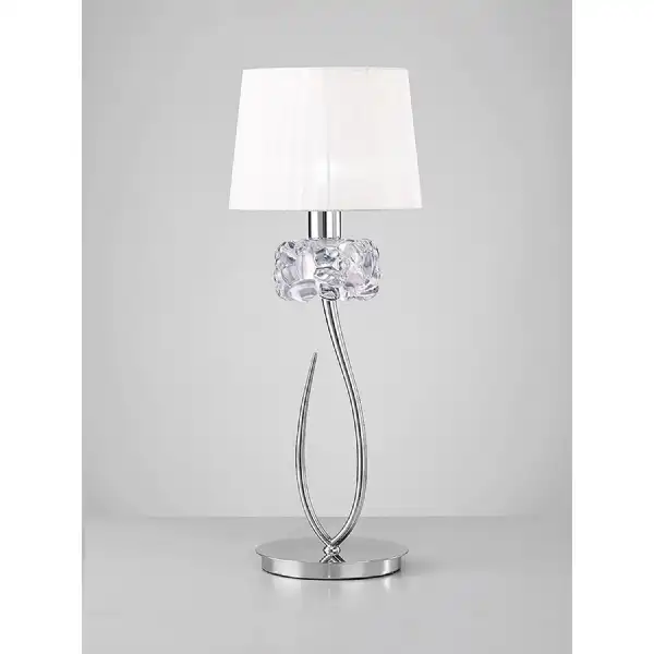 Loewe Table Lamp 1 Light E27 Large, Polished Chrome With White Shade