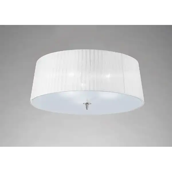 Loewe Flush Ceiling 3 Light E27, Polished Chrome With White Shade
