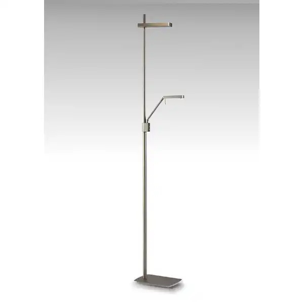 Phuket Floor Lamp 2 Light 21W Down 7W Up LED 3000K, 3000lm, Touch Dimmer, Satin Nickel, 3yrs Warranty ITEM IS COLLECTION ONLY