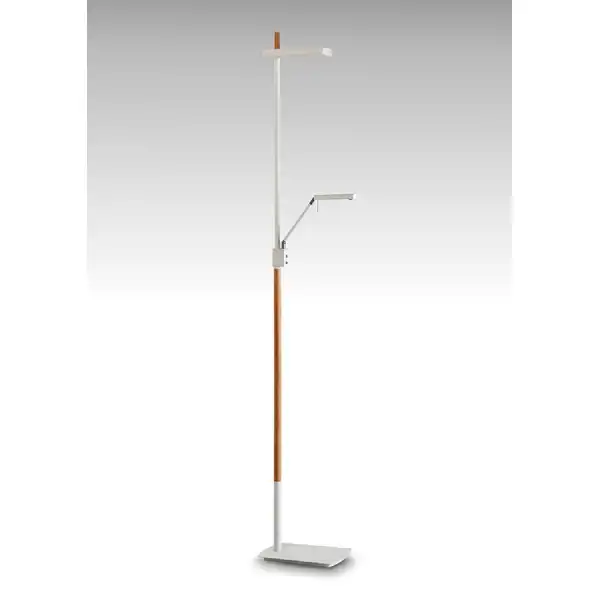Phuket Floor Lamp 2 Light 21W Down 7W Up LED 3000K, 3000lm, Touch Dimmer, Matt White Beech, 3yrs Warranty ITEM IS COLLECTION ONLY