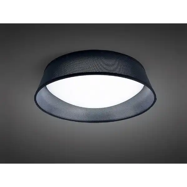 Nordica Flush Ceiling, 3 Light E27 Max 20W, 45cm, White Acrylic With Black Shade, 2yrs Warranty