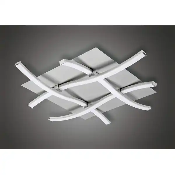 Nur Square Flush Ceiling 34W LED 3000K, 2600lm, Silver Frosted Acrylic Polished Chrome, 3yrs Warranty
