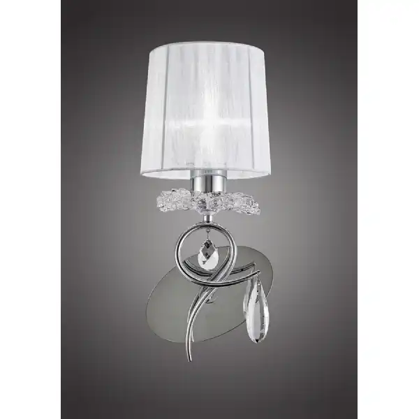 Louise Wall Lamp 1 Light E27 With White Shade Polished Chrome Clear Crystal