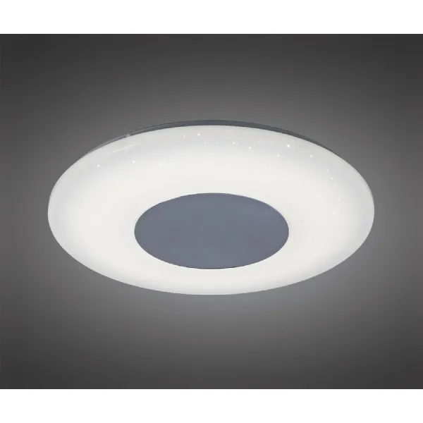 Chrome White 45cm Round Ceiling Flush Light Remote Control