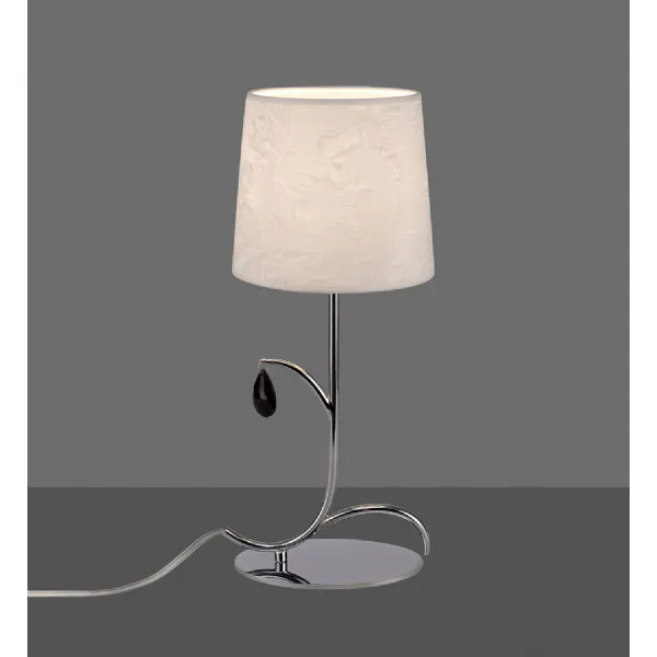 Andrea Table Lamp 45cm, 1 x E14 (Max 20W), Polished Chrome, White Shades, Black Crystal Droplets