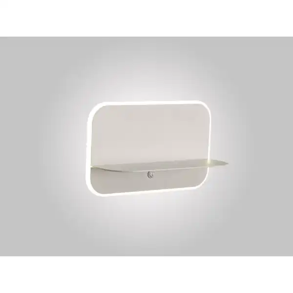 Lanzarote Wall Lamp Shelf With USB Sockets, 18W LED, 3000K, 1400lm, Matt White, 3yrs Warranty