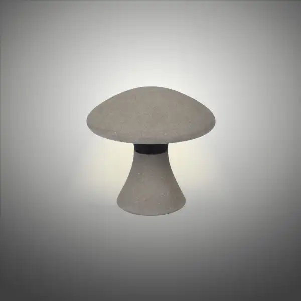 Taos Small Mushroom Bollard, 6.5W LED, 3000K, 490lm, IP65, Dark Grey Cement, 3yrs Warranty