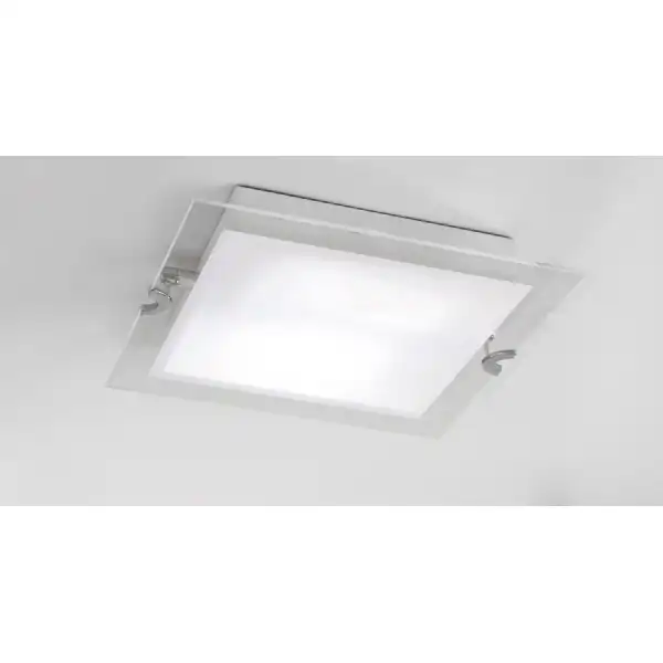 Melbourne Square Ceiling 15W LED 3000K, 1350lm, Polished Chrome Frosted White Glass, 3yrs Warranty