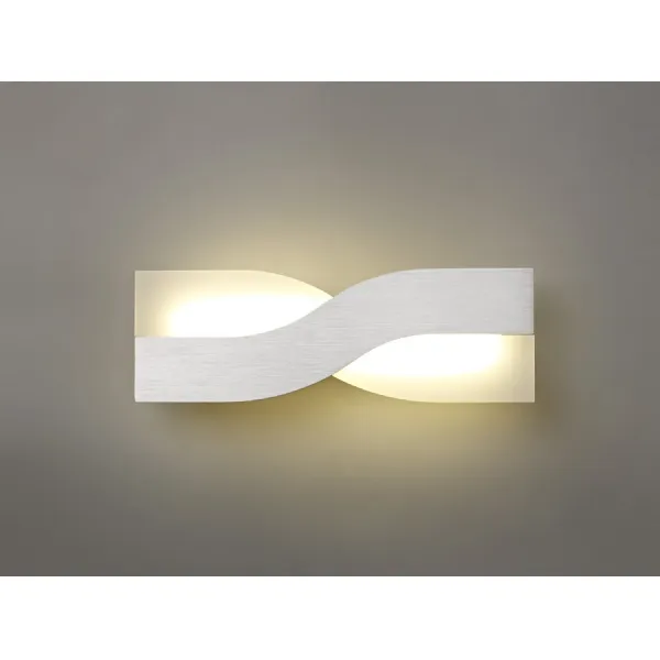 Sussex Wall Lamp, 1 x 8W LED, 3000K, 640lm, Brushed Aluminium Frosted White, 3yrs Warranty