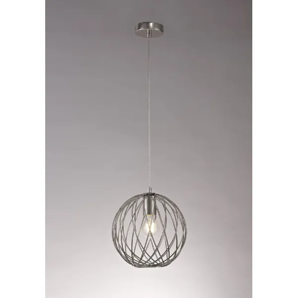 Brentwood Sphere Pendant, 1 x E27, Polished Nickel