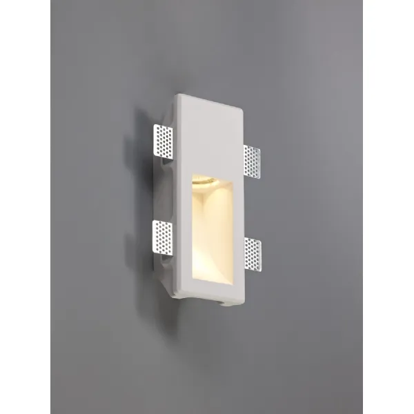 Tilbury Small Recessed Wall Lamp, 1 x GU10, White Paintable Gypsum, Cut Out: L:253mmxW:103mm
