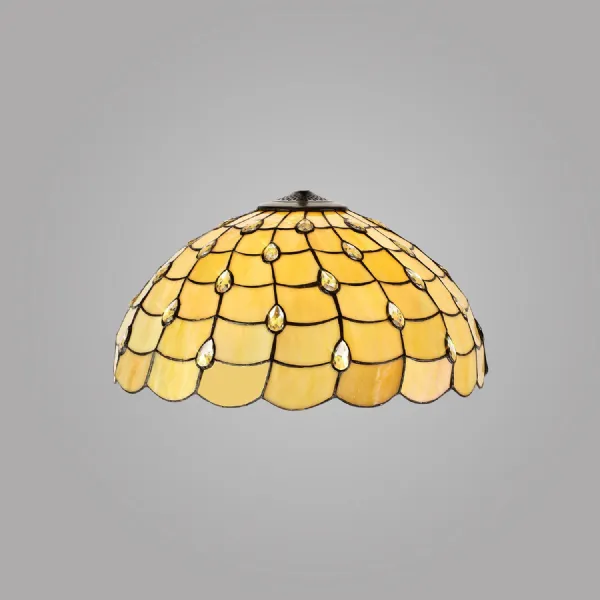 Stratford, Tiffany 50cm Non electric Shade Suitable For Pendant Ceiling Table Lamp, Beige Clear Crystal