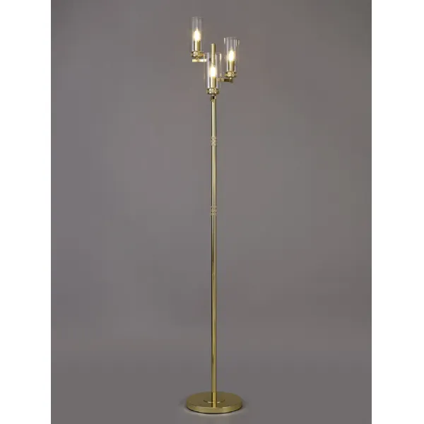 Buckingham Floor Lamp, 3 x E14, Polished Gold
