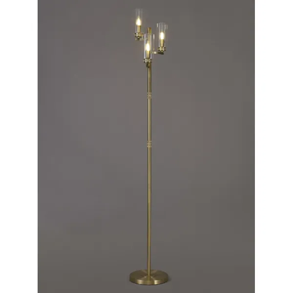 Buckingham Floor Lamp, 3 x E14, Antique Brass