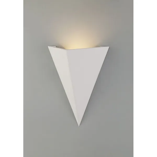 Tilbury Triangle Wall Lamp, 1 x G9, White Paintable Gypsum