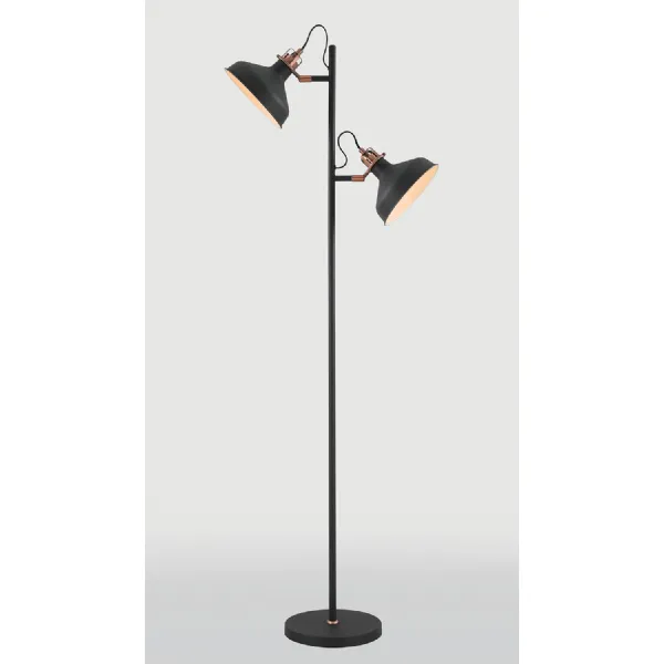 Brent Floor Lamp, 2 x E27, Graphite Copper White
