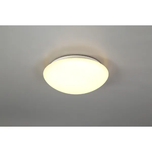 Tottenham Ceiling, 1 x 18W LED, 3000K, 872lm, IP44, White Frosted Glass, 3yrs Warranty