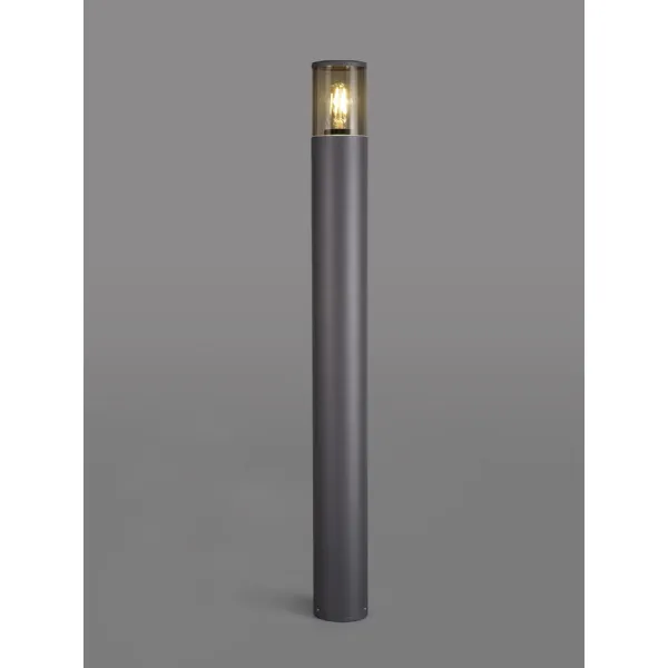 Anthracite Smoked Slim 90cm 1 Light E27 Tubular Post Lamp
