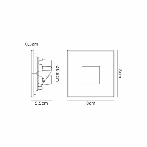 * Luton Recessed Square Glass Fronted Wall Lamp, 1 x 1.8W LED, 3000K, 70lm, IP65, Black, 3yrs Warranty