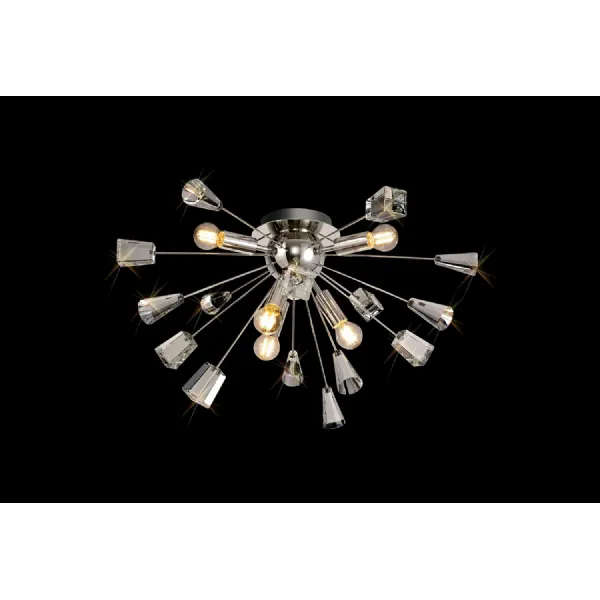 *Lingfield Ceiling Sputnik , 6 Light E14, Polished Nickel Crystal