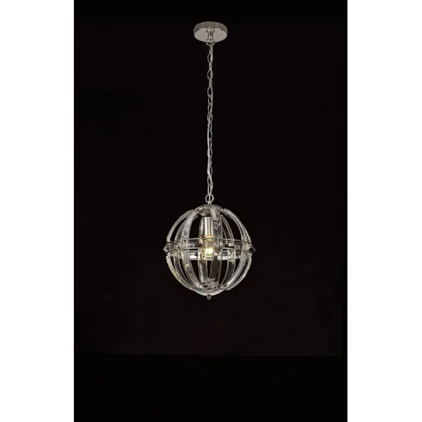 Woolwich Small Round Pendant, 1 Light E27, Polished Nickel