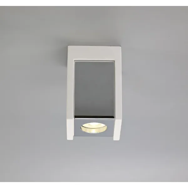 Woking 1 Light Square Ceiling GU10, White Paintable Gypsum With Polished Chrome Cover