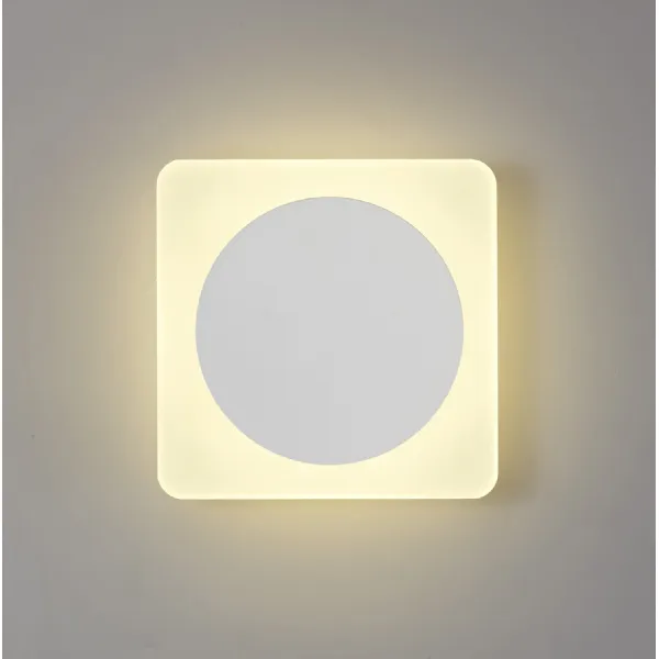 Edgware Magnetic Base Wall Lamp, 12W LED 3000K 498lm, 15cm Round 19cm Square Centre, Sand White Acrylic Frosted Diffuser