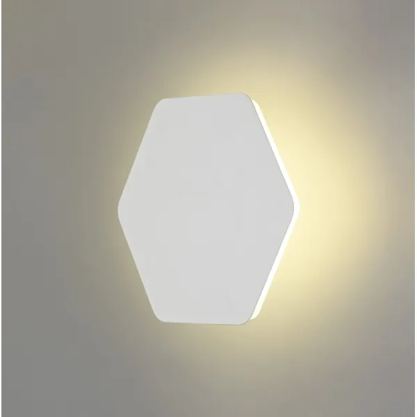 Edgware Magnetic Base Wall Lamp, 12W LED 3000K 498lm, 20 19cm Horizontal Hexagonal Centre, Sand White Acrylic Frosted Diffuser