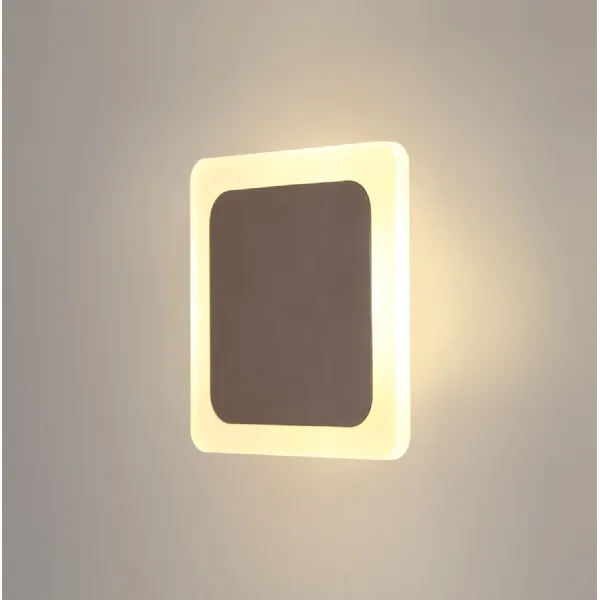 Edgware Magnetic Base Wall Lamp, 12W LED 3000K 498lm, 15 19cm Square Centre, Coffee Acrylic Frosted Diffuser