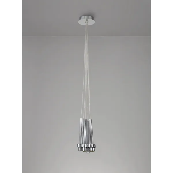 Abingdon Polished Chrome 7 Light G9 Universal 1.5m Cluster Pendant, Suitable For A Vast Selection Of Glass Shades