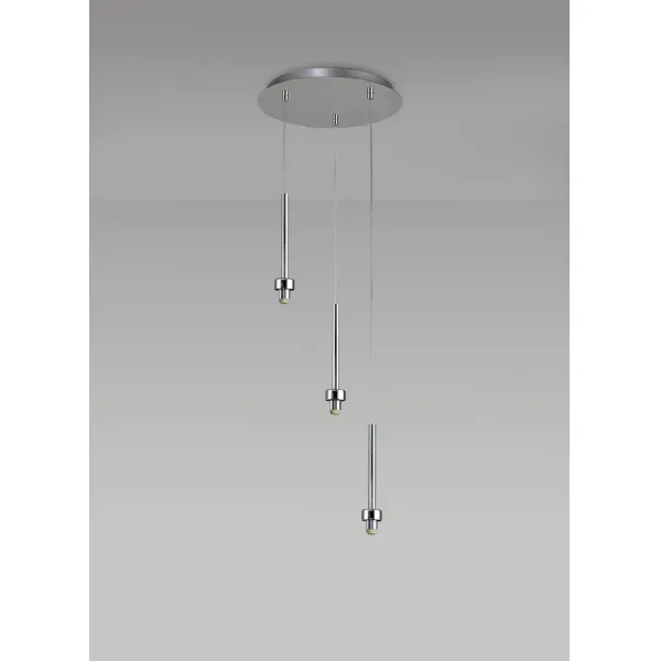 Abingdon Polished Chrome 3 Light G9 Universal 2m Round Pendant, Suitable For A Vast Selection Of Glass Shades