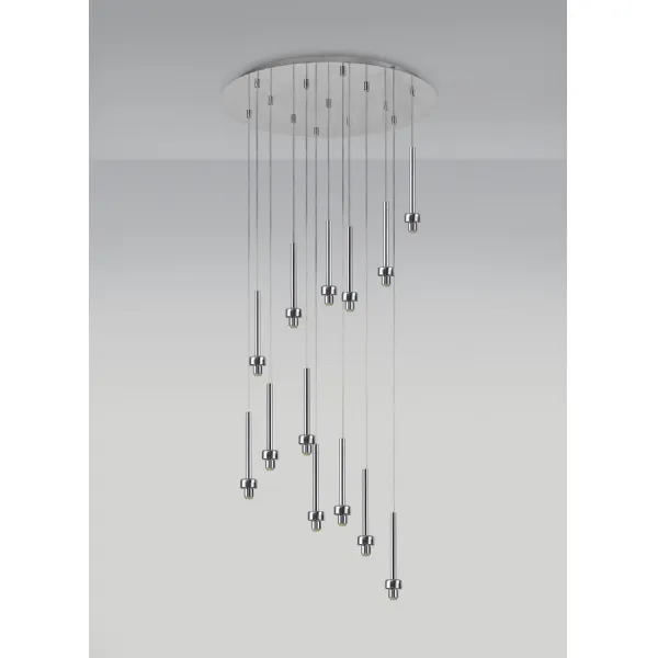Abingdon Polished Chrome 13 Light G9 Universal 2.5m Round Multiple Pendant, Suitable For A Vast Selection Of Glass Shades