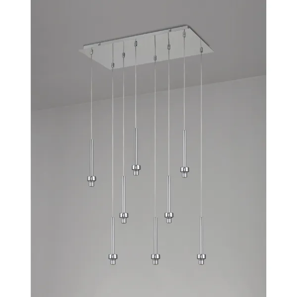 Abingdon Polished Chrome 8 Light G9 Universal 2m Rectangle Multiple Pendant, Suitable For A Vast Selection Of Glass Shades