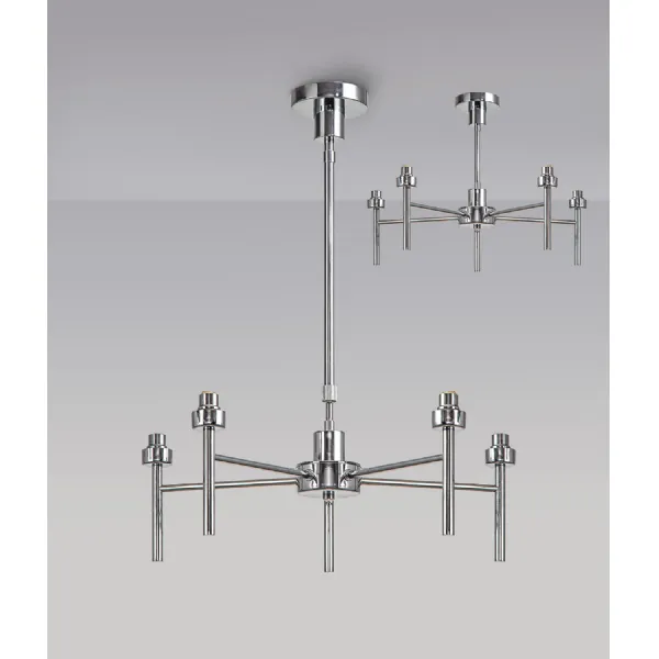 Abingdon Polished Chrome 5 Light G9 Universal Telescopic Semi Flush, Suitable For A Vast Selection Of Glass Shades